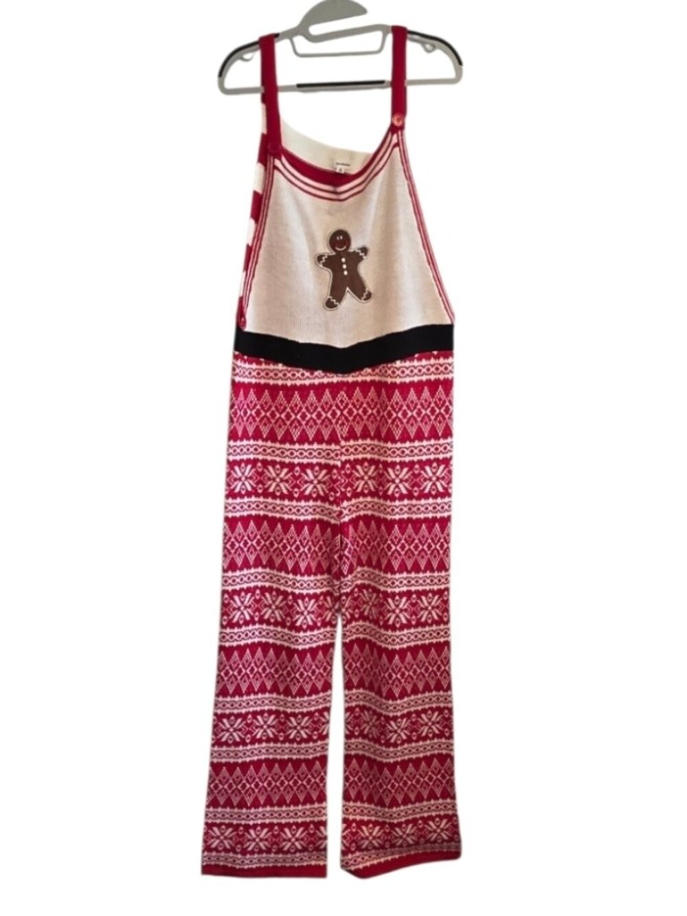 Eyeshadow Overalls Ugly Christmas Sweater Style Gingerbread Man Knitted Oversize